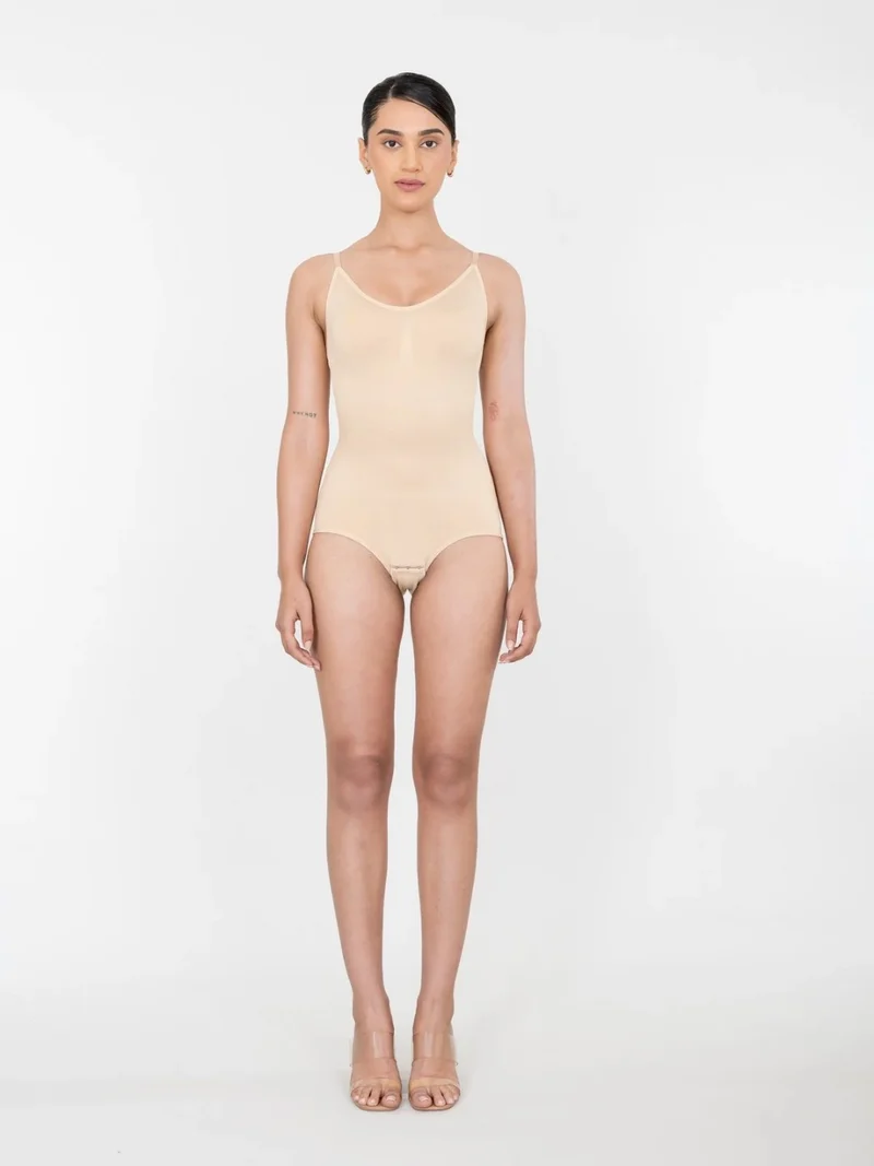 Shapercult Store Beige Snatched Bodysuit for Women